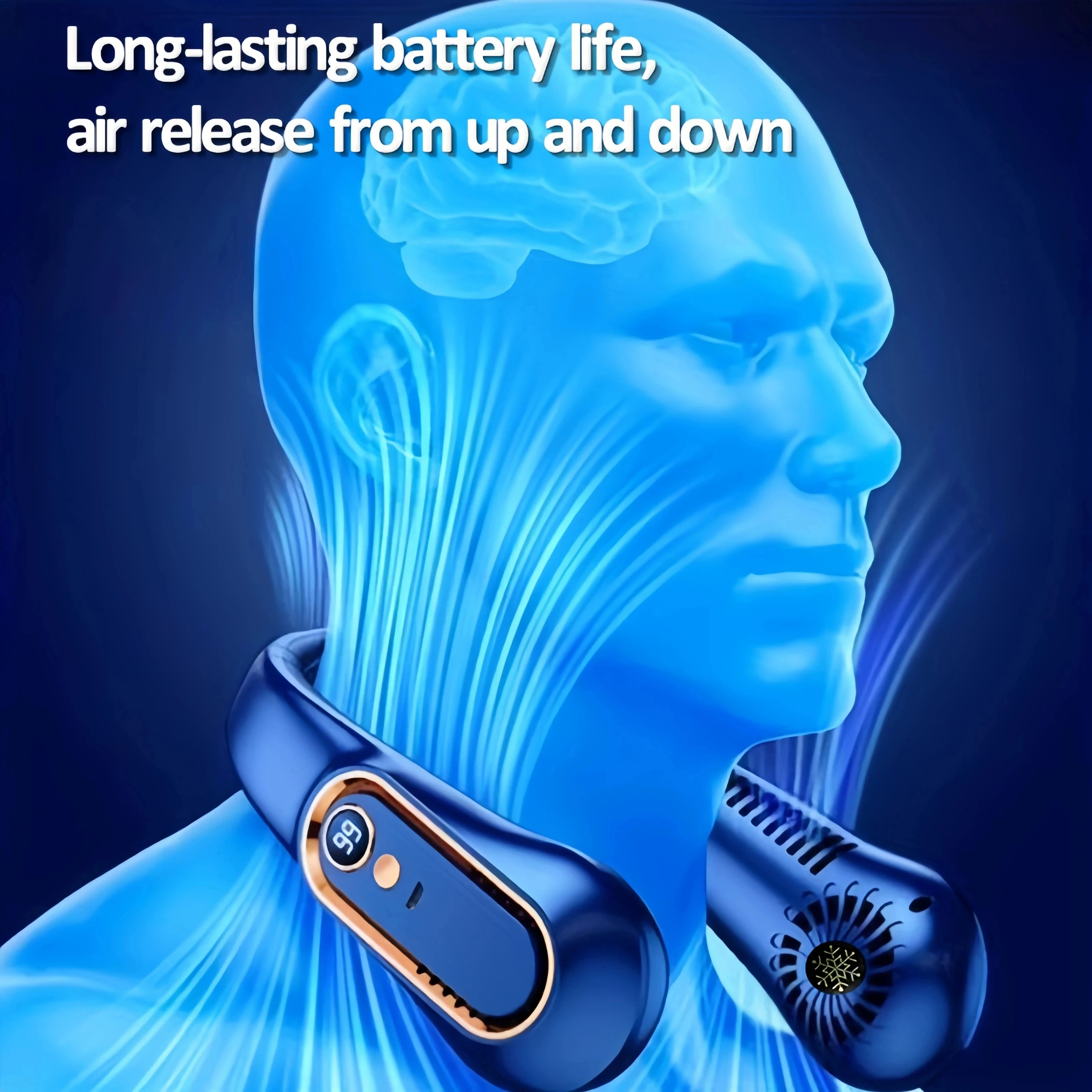 معلقة الرقبة مروحة شاشة ديجيتال الطاقة Ventilador الخالية من الشفرة حول الرقبة مروحة المحمولة مبرد الهواء الصغير USB مراوح كهربائية قابلة للشحن