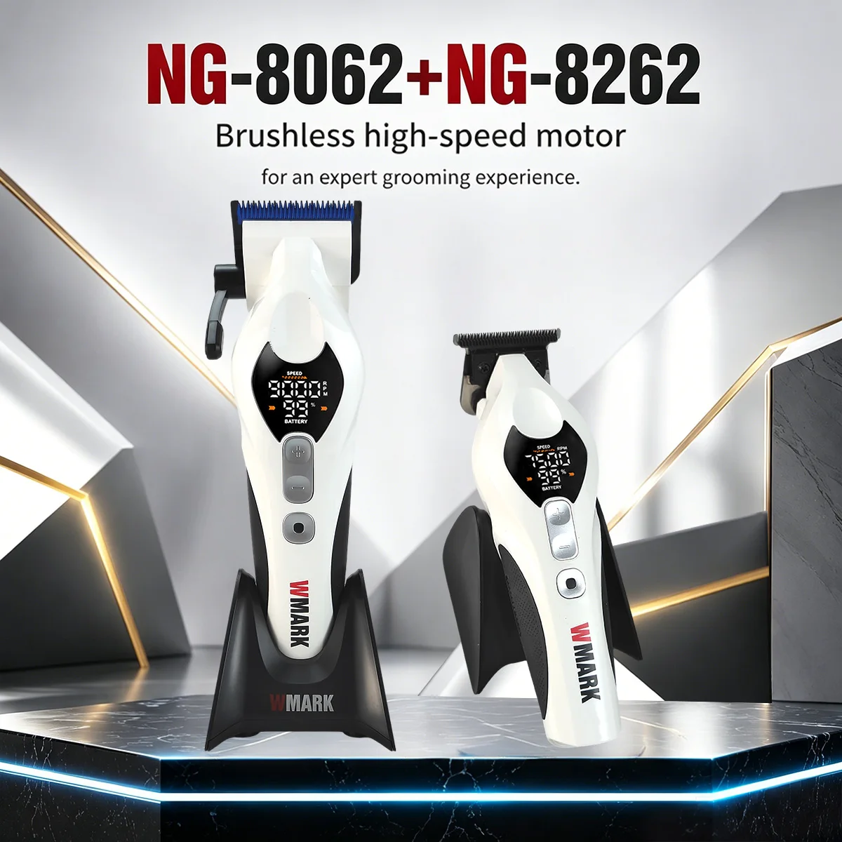 WMARK NG-8062 NG-8262 Hair Clippers Men Professional Kit DLC 9000RPM Brushless Motor with Base Charger Hair Trimmer Machine
