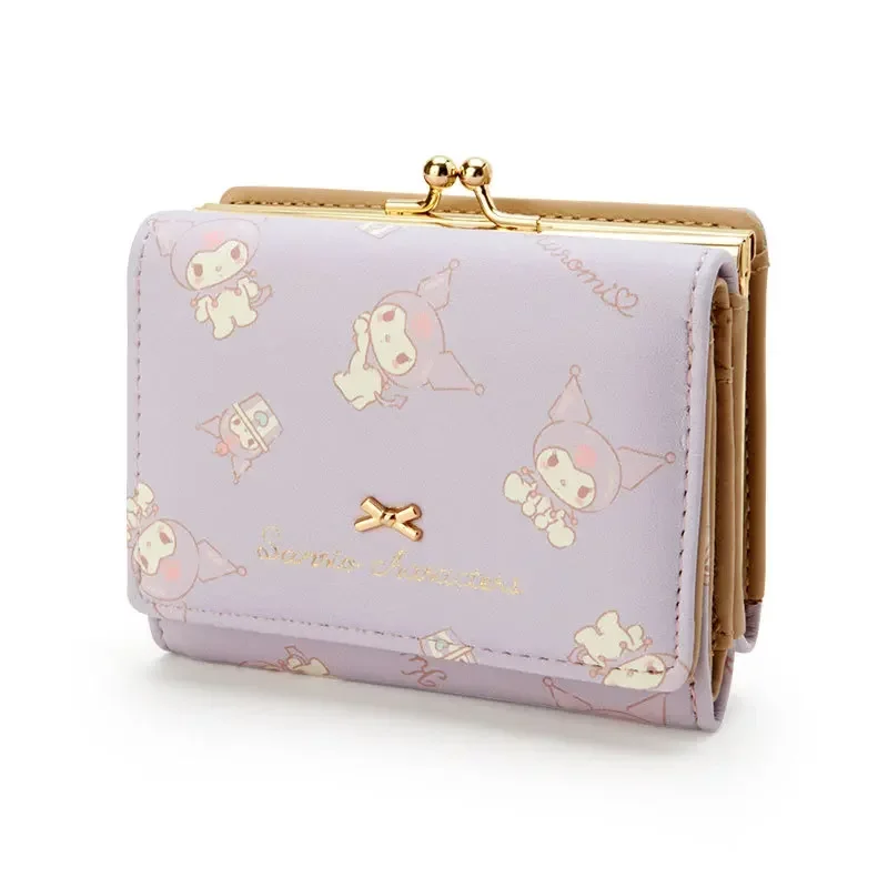 Sanrio Kuromi clutch bag zipper buckle card wallet  hello kitty coin bag new PU girl short foldable wallet My Melody card holder