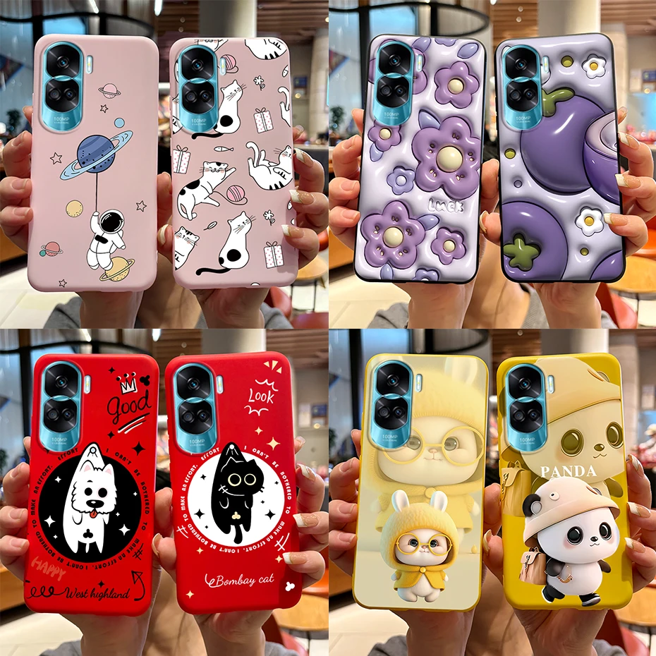 Per Honor 90 Lite 5G custodia Coque CRT-NX1 Funda 2023 Cute Rabbit Panda Cover posteriore morbida in Silicone TPU per Honor90 Lite 90 Lite Fundas