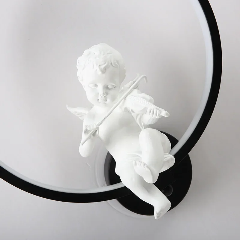 

Hot Selling Wall Lamps Indoor Black White Lighting Minimalist Art Sconce Interior With Angel Bird Home Decoration wall