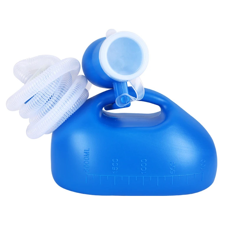 Toilet Supply For Outdoor 2000ml Plastic Male Bed Potty Pee Bottle Collector With 160cm Tube Portable Pee Urine Bottle