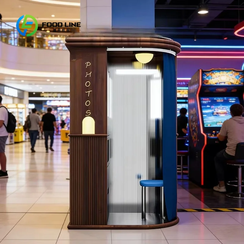 custom enclosed photo booth nordic vintage design indoor instant print kiosk for shopping mall commercial wholesale purchasers