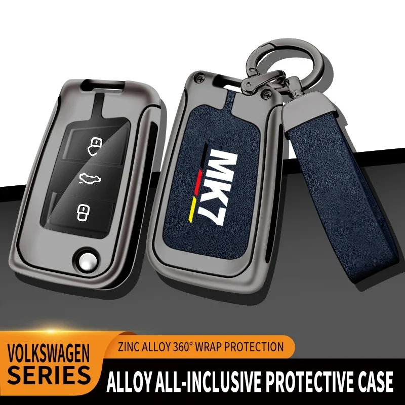 Auto TPU Zinc Alloy Key Case Bag For VW Volkswagen GOLF 7 MK7 Car Key Chain Car Metal Key Shell Interior Decoration Accessories