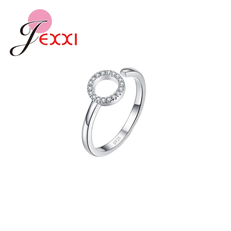 925 Sterling Silver Jewelry Sets New Trend Full Rhinestone Cubic Zircon Paved Circle Shape Earrings Necklace Ring