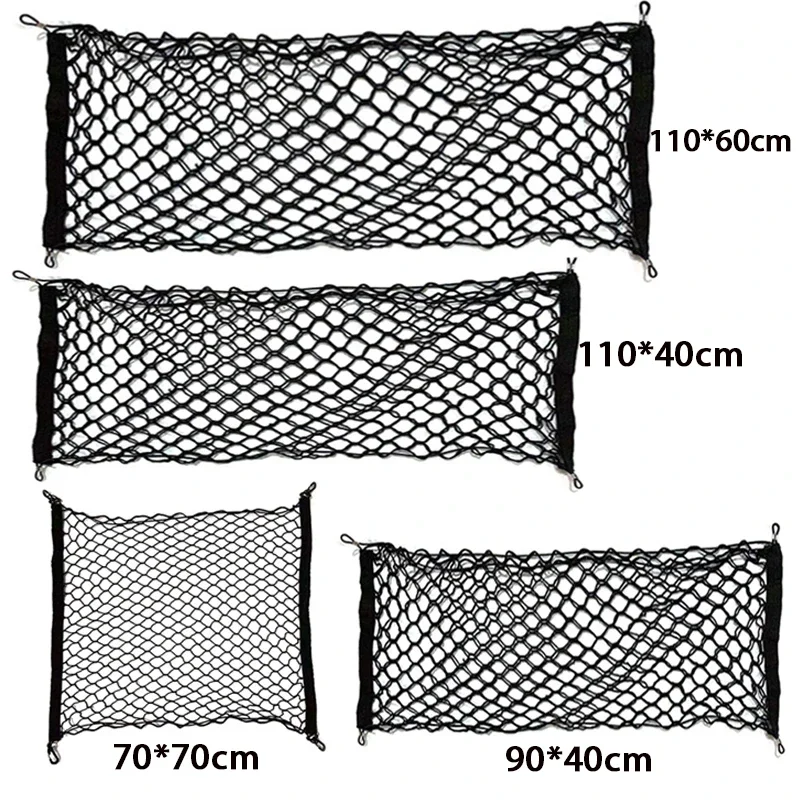Bolsa organizadora para asiento trasero de coche, malla trasera para maletero, asiento, cuerda elástica, pegatina mágica, bolsa de almacenamiento Universal, jaula de bolsillo