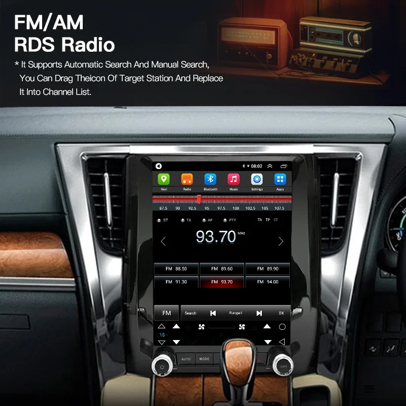 12.1 بوصة Android14 راديو السيارة شاشة تسلا مشغل وسائط متعددة لتويوتا ألارد فيلفاير A30 2015-2020 Carplay الملاحة DSP #5