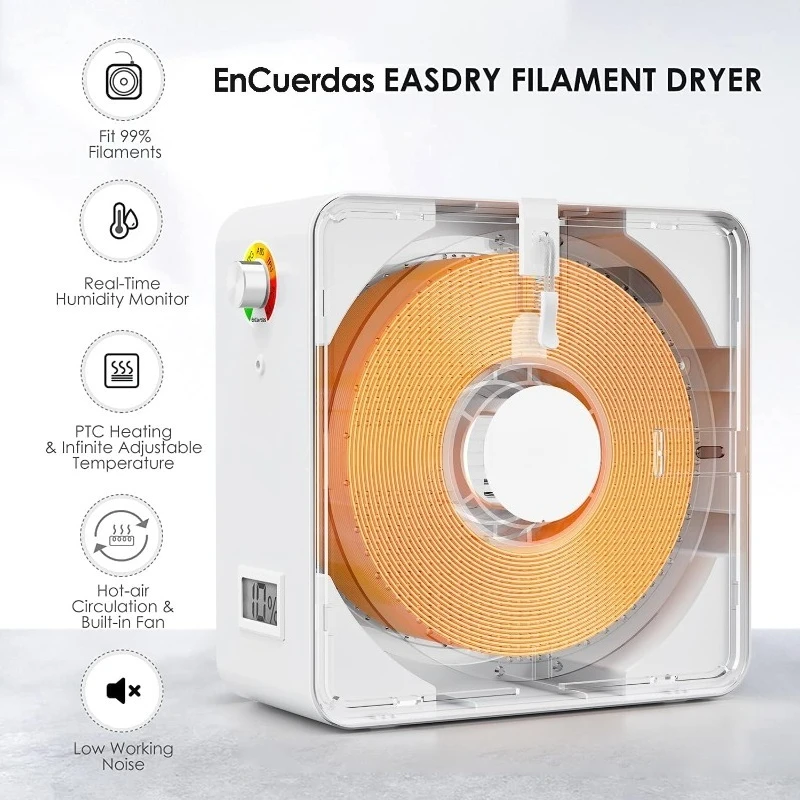 

3D Printer Filament Dryer Box Easdry with Fan, 3D Filament Storage Dry Box Dehydrator, Adjustable Temperature