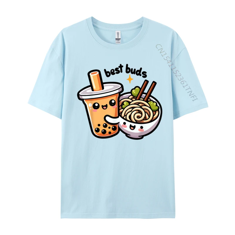 Best Buds Cute Bubble Tea Cute Ramen Boba Casual Funny Design NEW YEAR DAY Tops T Shirt 2024 Newest Pure Cotton T-shirts Men