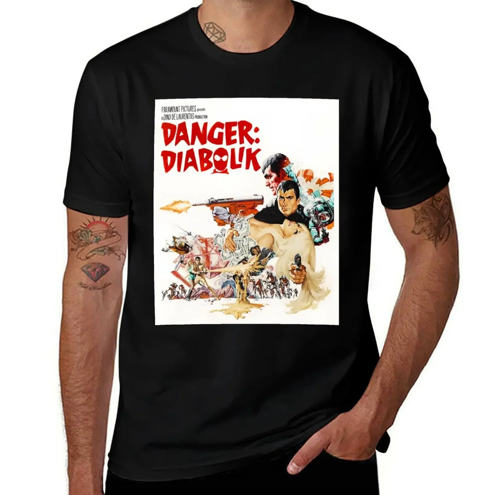 Danger Diabolik - 1968 Illustrated Vintage Movie Poster T-Shirt Personalized t-shirt funny costumes plain white t shirts men