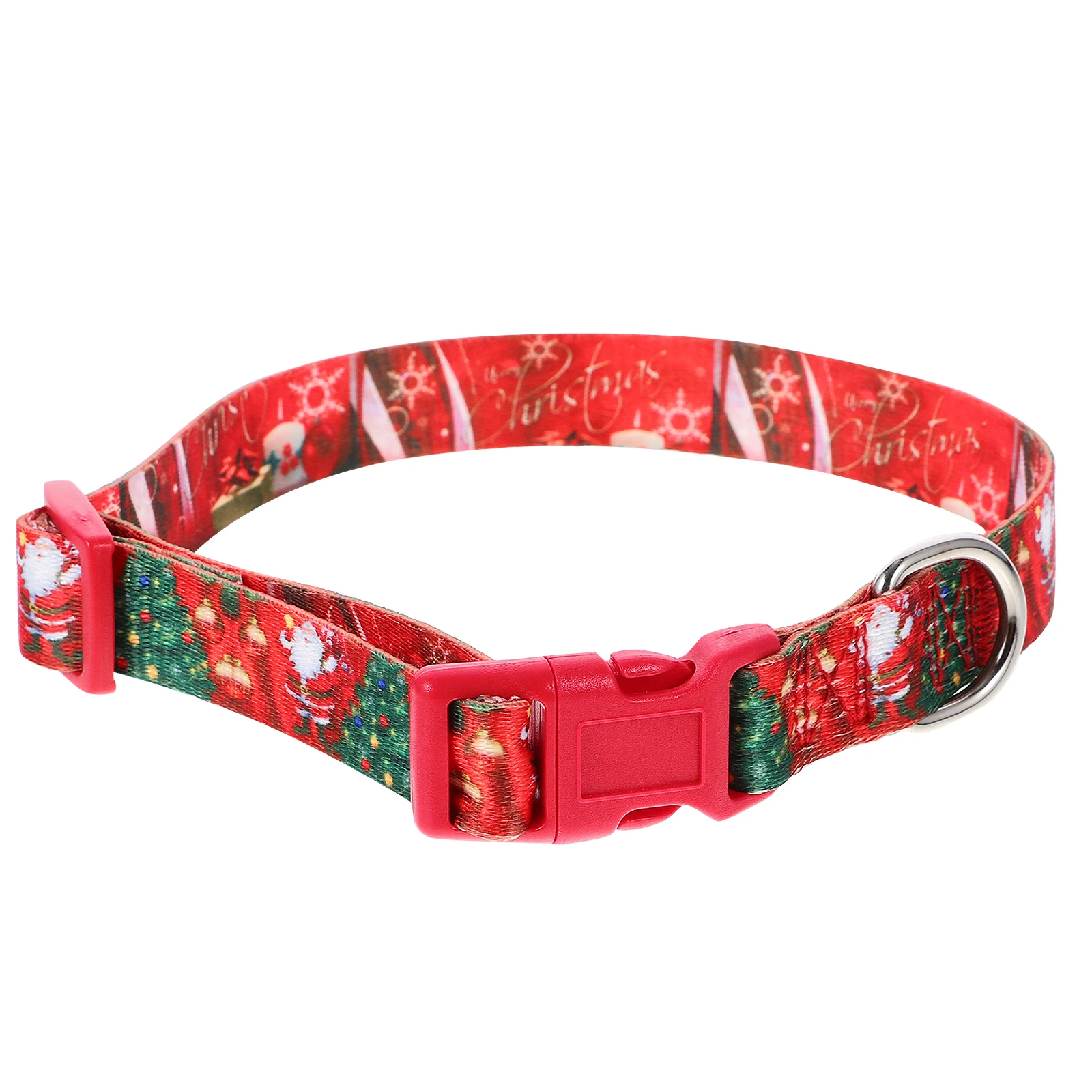 

Christmas Dog Collar Soft Snowman Red M Size Adjustable Polyester Pet Collars For Small Puppies Quick Release Buckle Lightweight