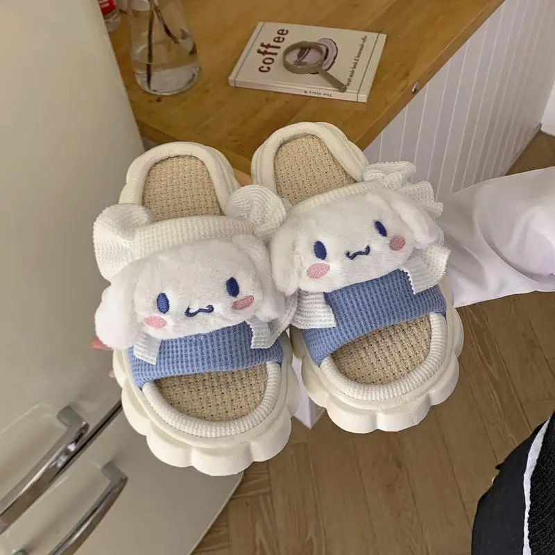 2024 Spring New Sanrio Slippers Sweet Cute Girl Slippers Home Breathable Thick Bottom Leisure Comfortable Sandals Slippers