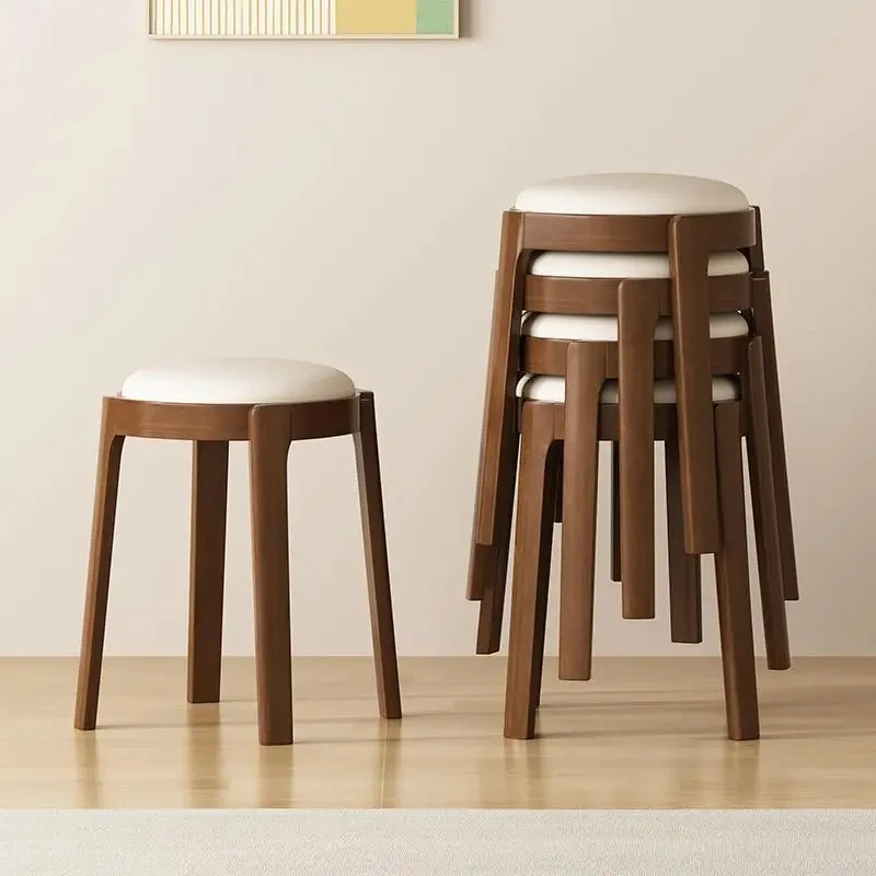 Soft Pack Windmill  Stackable Solid Wood  Home Living Room Bench Wooden  Modern Simple Round