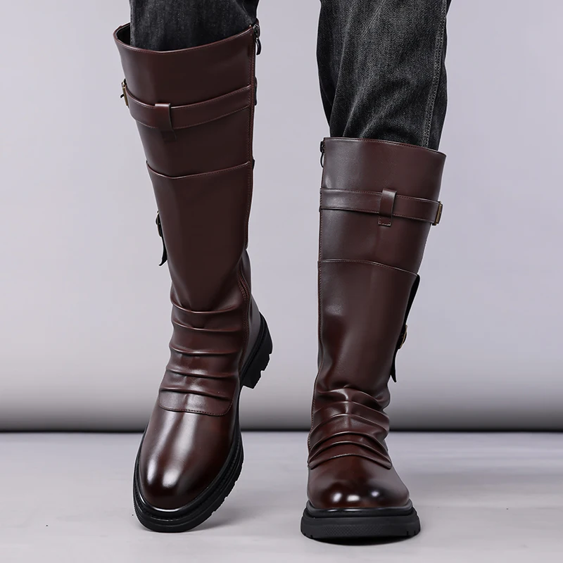 Herren Herbst Winter Vintage Outdoor Lange Stiefel Britischer Stil Arbeitsstiefel Hoher Schaft Herren Lederstiefel-1307 – Detail 2
