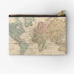 Vintage Map Of The World 1823 2  Zipper Pouches Underwear Men Women Packaging Pure Storage Bag Wallet Small Key Coin Socks