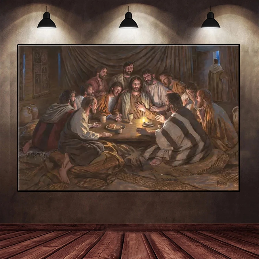 Pintura de diamante redondo cuadrado completo, la última cena de Cristo, Jesús en religión, mosaico, imagen, bordado de diamantes, decoración del hogar