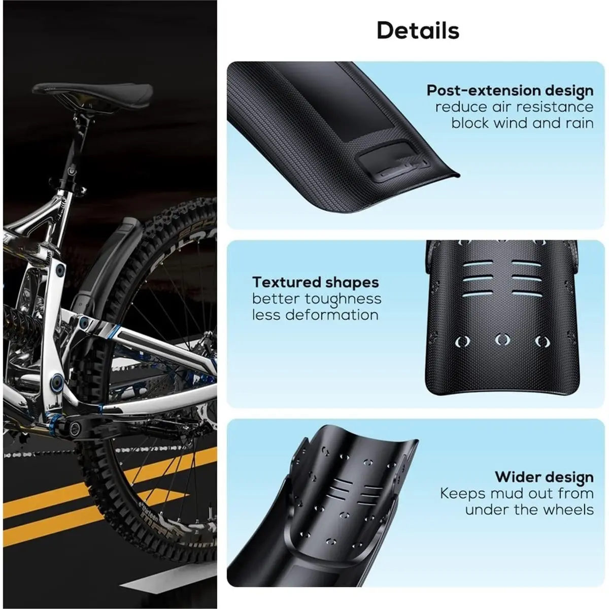 giftnew 2 PCs Universal Mountain Bike , MTB Bicycle Fenders Rear + Front Mountain Bike Mud Guard Set, 14.37