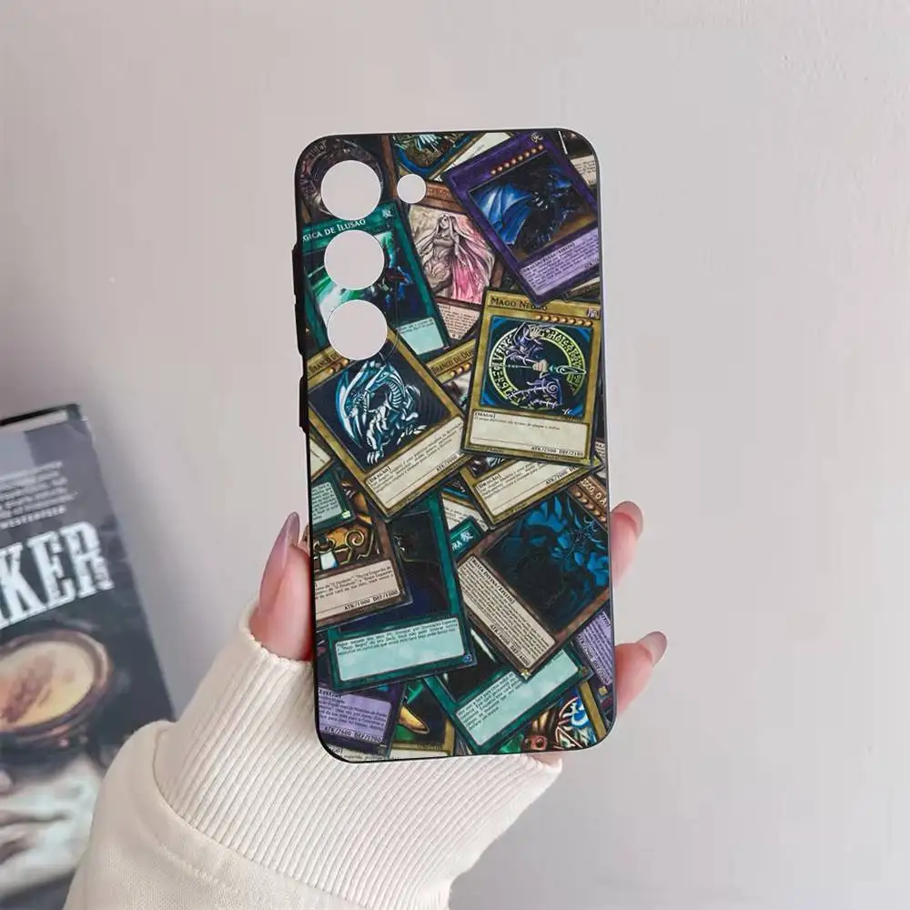 Jogo yu-gi-oh cartão caso de telefone para samsung galaxy a73,72,51,53,52,71,22,5g, nota, j7,8,9 capa preta macia