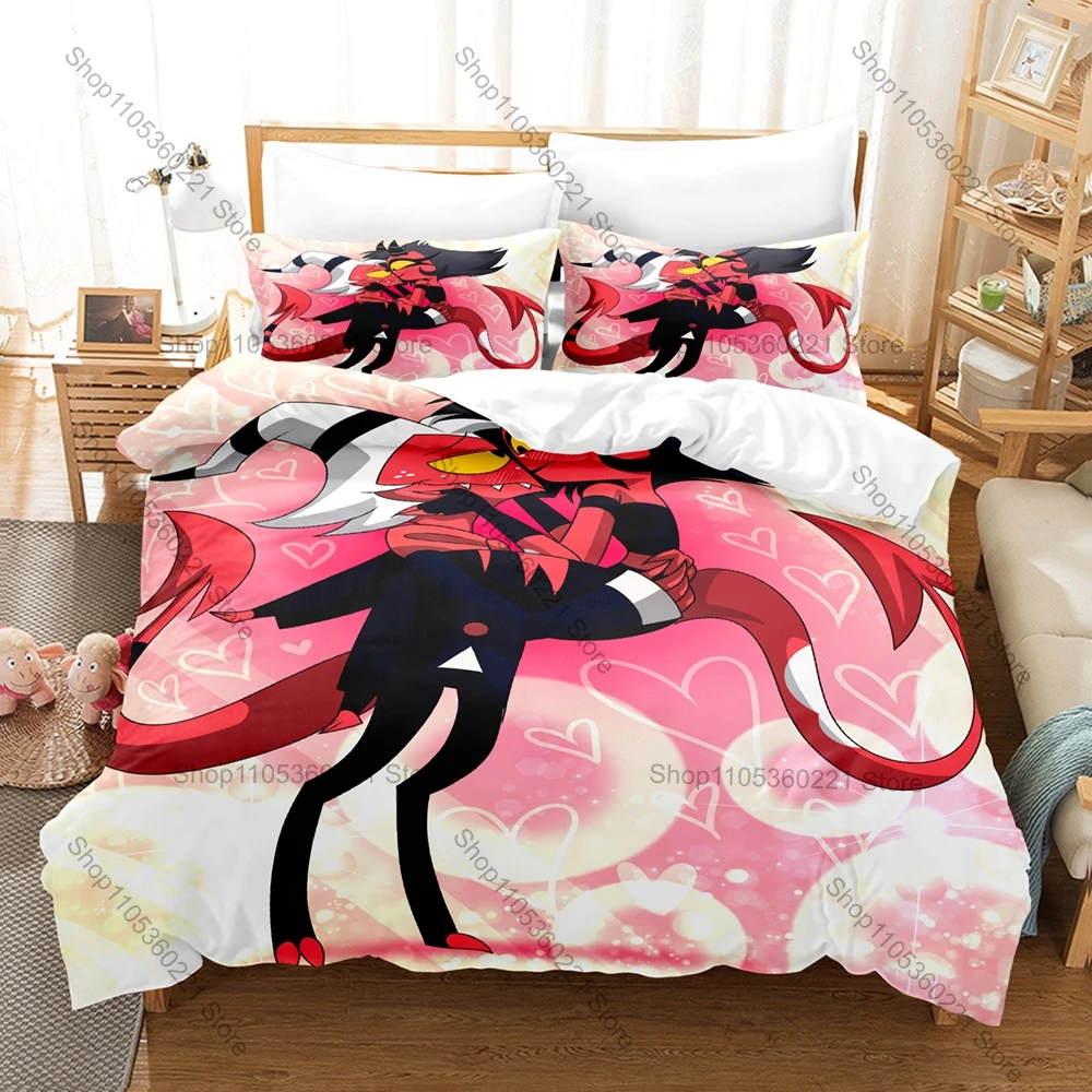 2026 Anime Bedding Set 3Pcs Printed Duvet Cover Set Microfiber Bed Linen For Moxxie Millie Fans Home Bedroom Decoration Gift