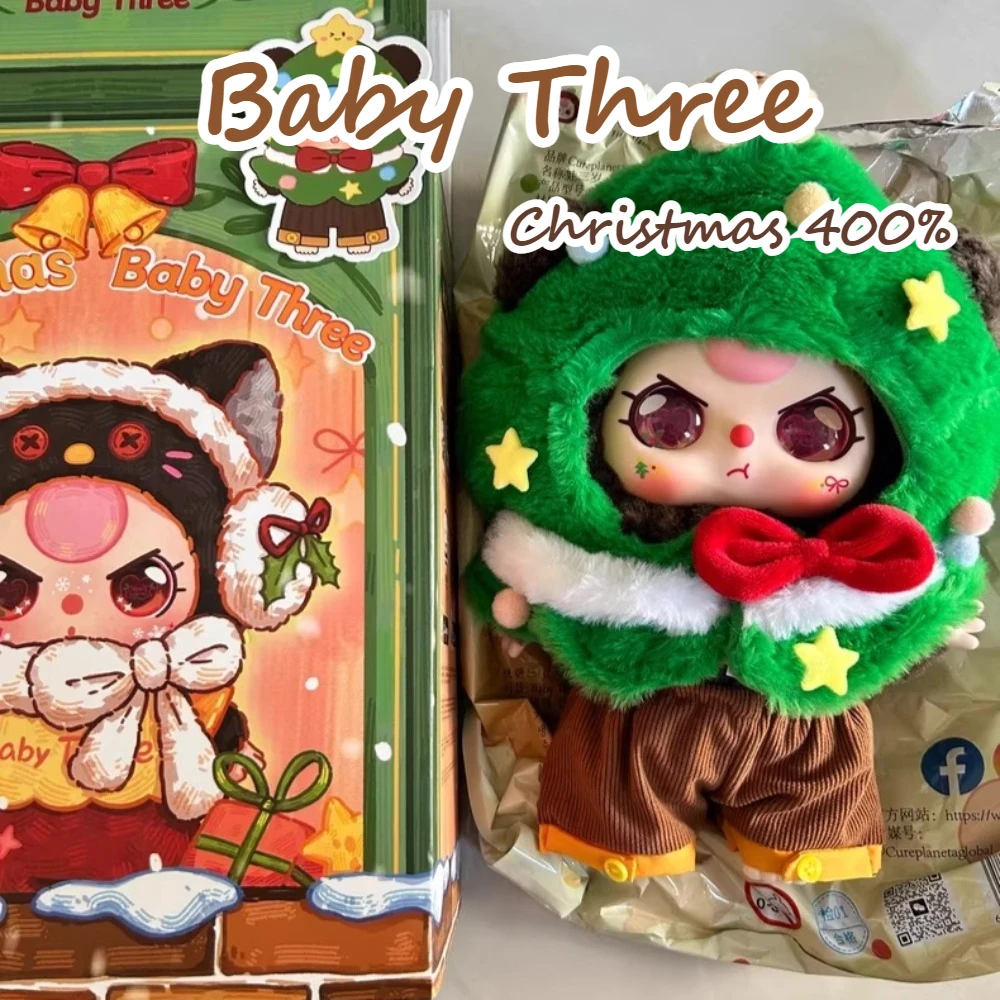 Baby Three Christmas Series 400% Blind Box Desktop Ornament Mystery Box Doll Vinyl Face Trendy Toy Girl Surprise Christmas Gift