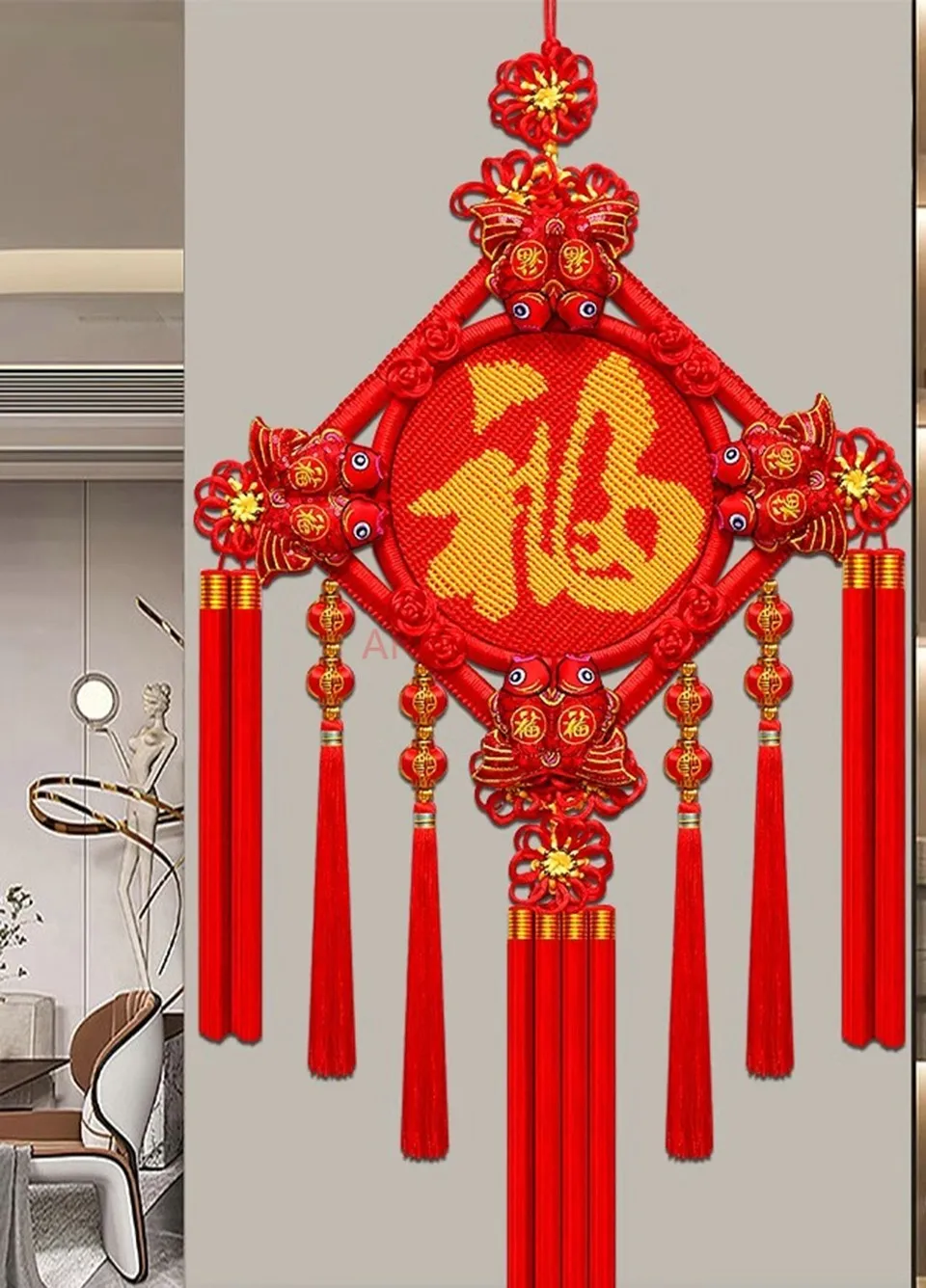 

New Chinese Knot Decoration with the Character Fu for Spring Festival Living Room Pendant Decoration