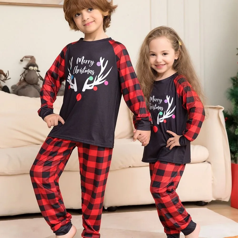 

Одинаковые рождественские пижамные комплекты для всей семьи, милый олень из чистого хлопка, одинаковые рождественские пижамные комплекты для всей семьи, одежда для сна для взрослых и детей