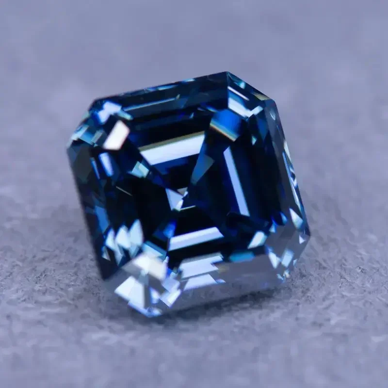 

Asscher Cut Moissanite Stone Natural Royal Blue Color VVS1 Artificial Gemstone DIY Advanced Jewelry Making Materials