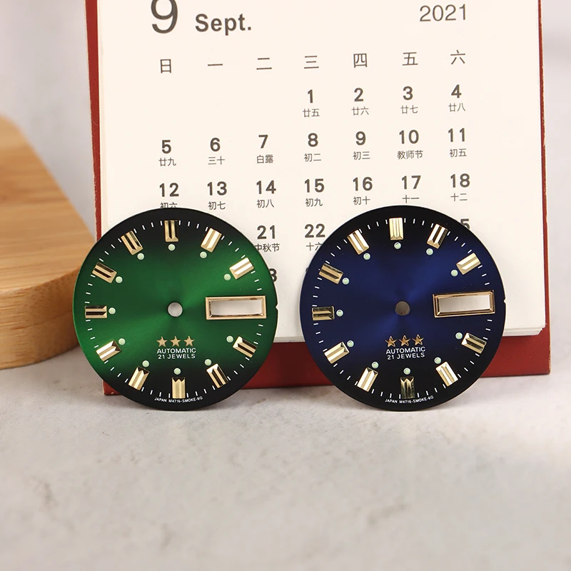 Vintage Watch Dial DIY Parts 3 Stars Dual Calendar Literal Men's Watch Accessories For 46941/46943 Movement view 3