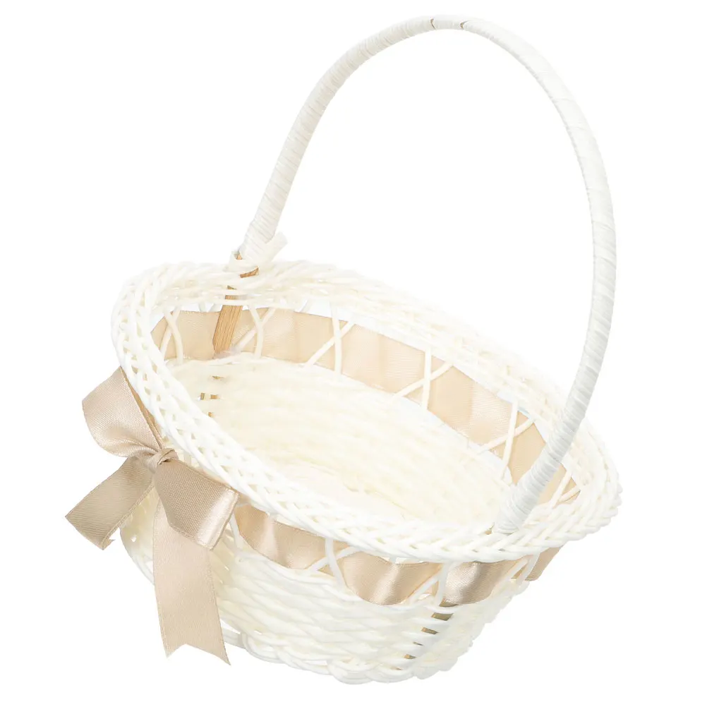 

1pcs Wedding Flower Basket 18x21cm Coffee Portable Storage Fruit Bread Bride Handheld Decorative Chic Style