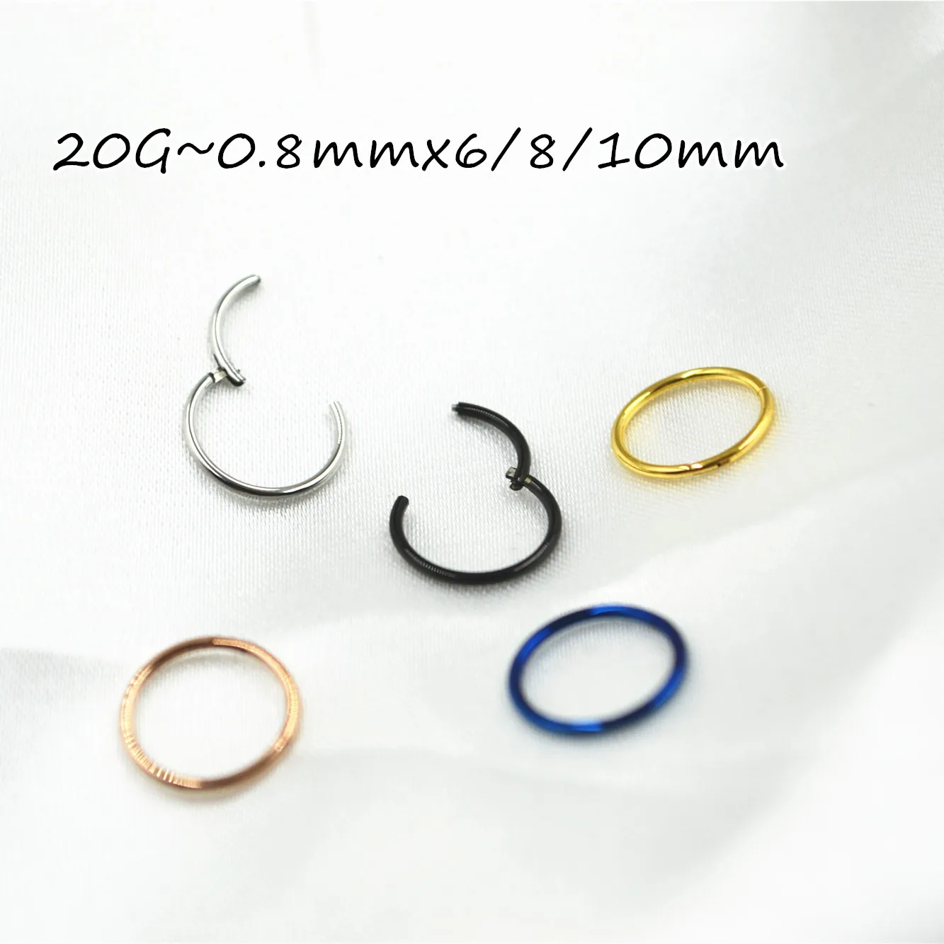 50PCS 20G 316L Surgical Steel Thin Bar Ear Nose/Lip Hoop Ring Seamless Septum Segment Ring Clicker Cartilage Earring Daith Helix