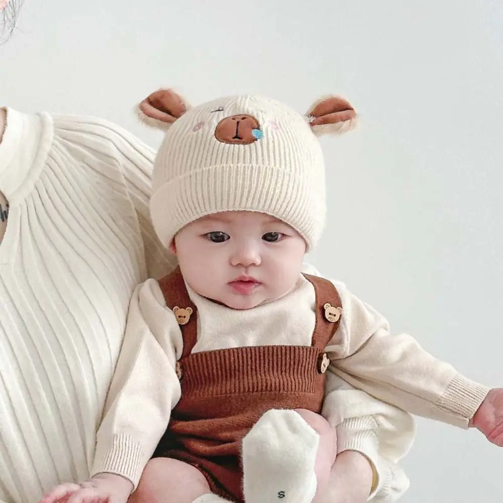 

Winter Cartoon Cartoon Capybara Knitted Hat New Year Solid Color Baby Beanie Cap Wool Thermal Hat Kids Crochet Hats Toddler