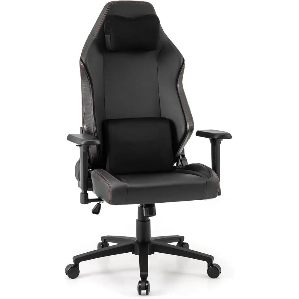 

Ergonomic Lumbar Support Gaming Chair with Magnetic Rest, Swivel Rocking Function, Adjustable Height and 2D Armrests, Black