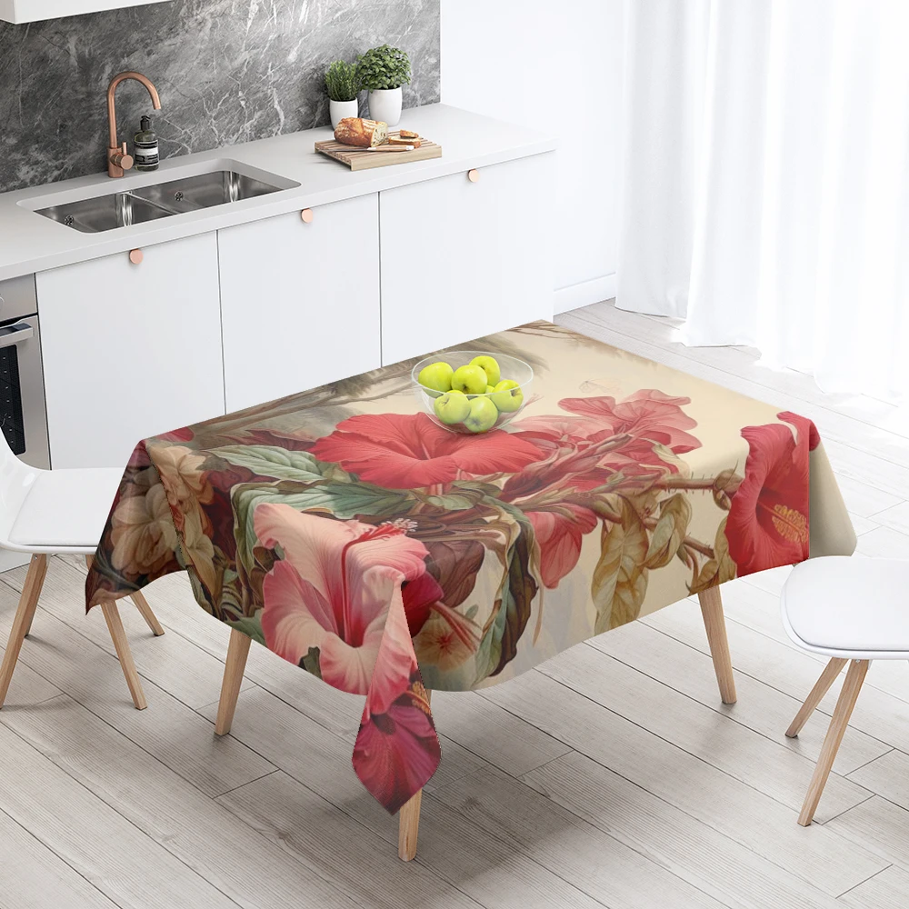 Home tablecloths for dining decoration and rectangular table accessories waterproof cloth Anti-stain tablecloth plant flowers