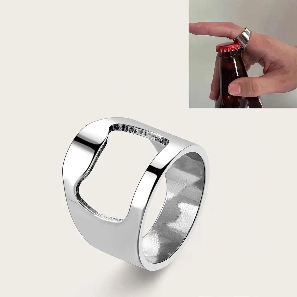 Bottle Opener Ring Stainless Steel Finger Ring Beer Can Openers Cool Thumb Bottles Opener Ring Kitchen Accessories Gifts