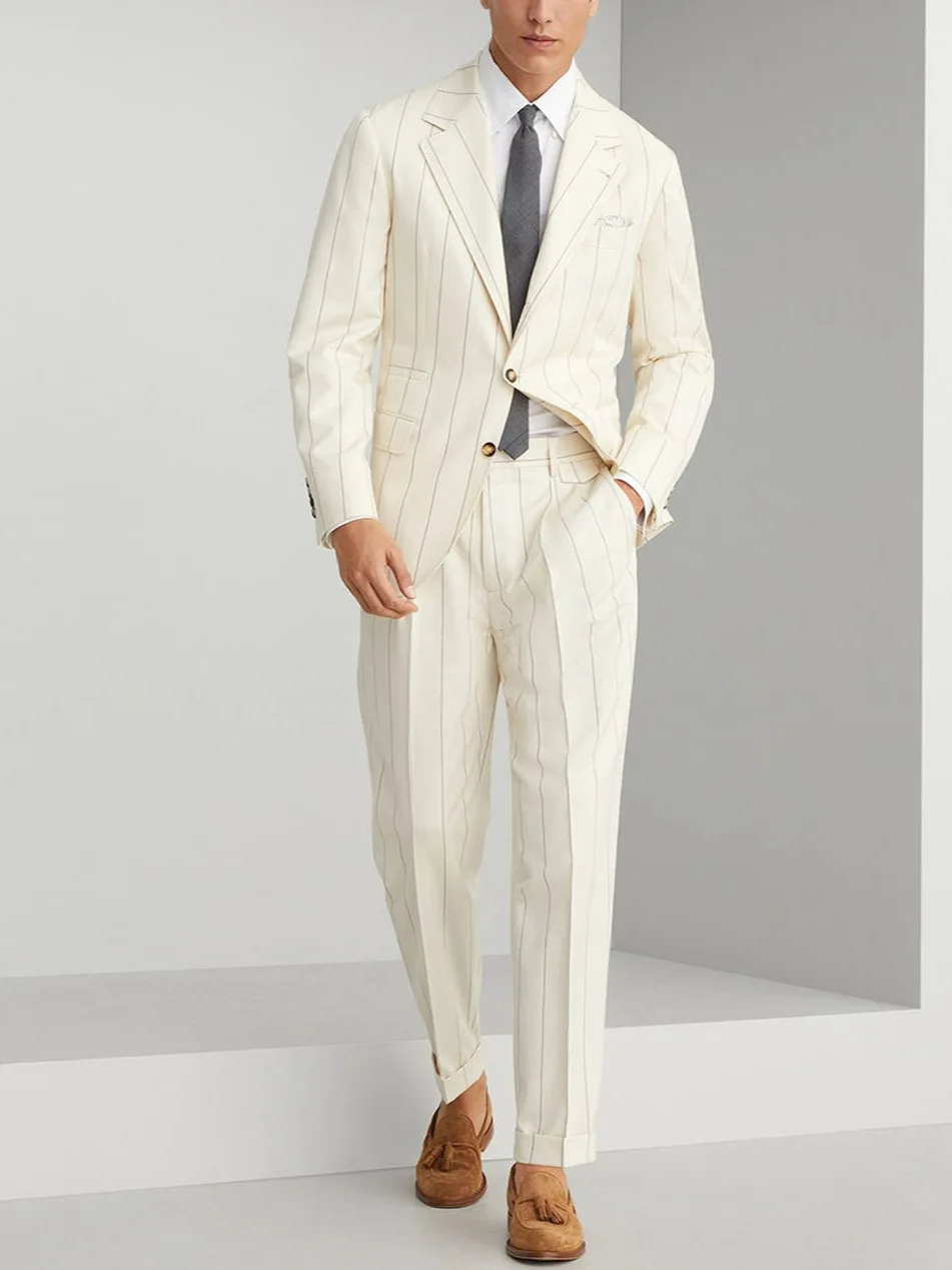

Striped business casual suit, Temperament dinner European and American men's suit.2-piece Men's Suit ( Blazer+Pants )