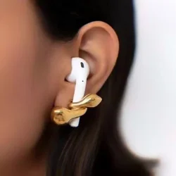 Anti-Lost Earring Gold Strap Wireless Earphone Holder for Airpods Pro 1 2 Earbuds Ear Hook Silicone Connector Sport Ear Studs