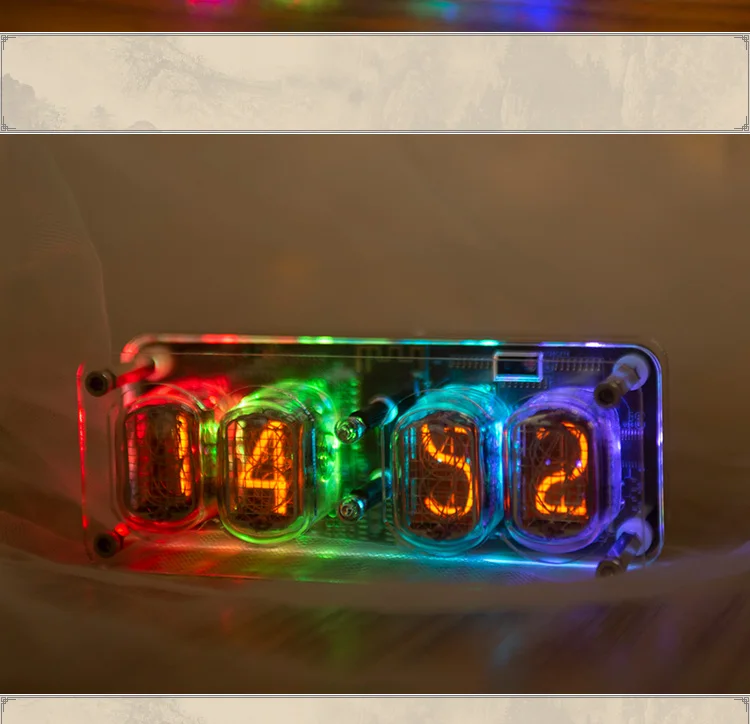 Nixie Clock 4 digits　IN-12 & B5092 RGB 4 Digit IN-12 Nixie Glow Tube Clock IN12 With LED