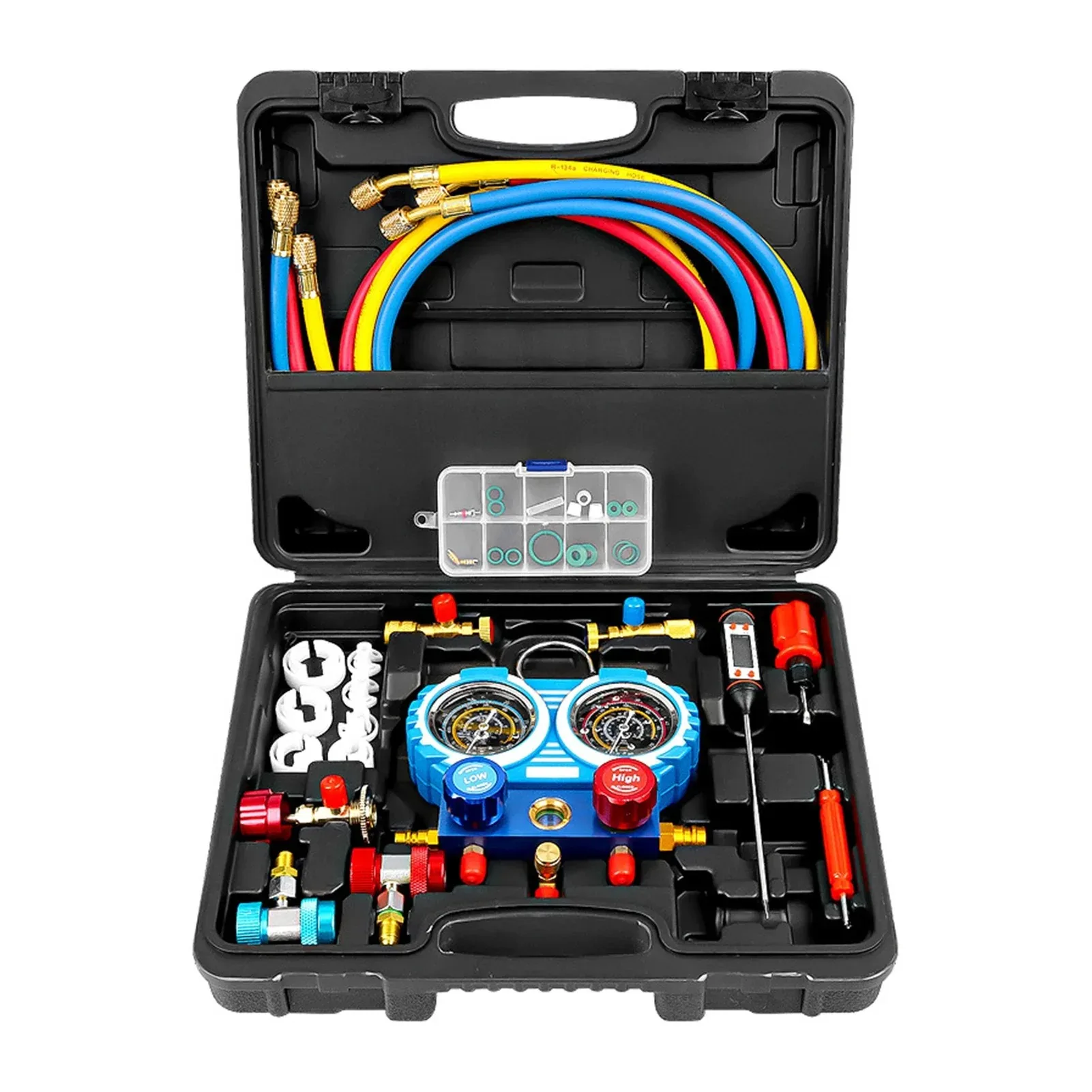 

R134a R12 R502 Refrigerant Pressure Gauge 1 BOX Tool Kit Set Car Air Conditioning Pressure Manifold Gauge Hose Adapter