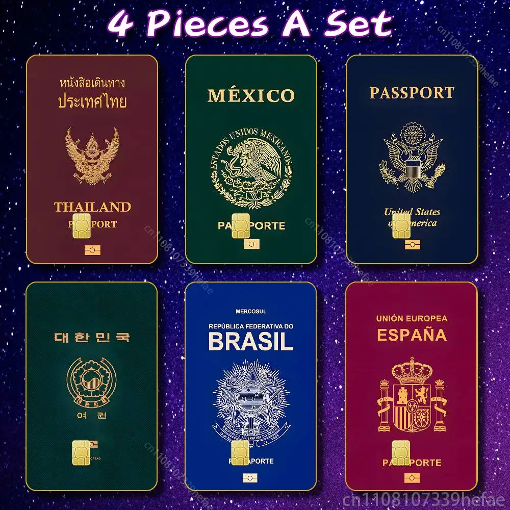 Mexico USA Brazil Spain Saudi Arabia passports Sticker Case For Credit Bank Subway ID Decorative Self-adhesive Card Cover Skin
