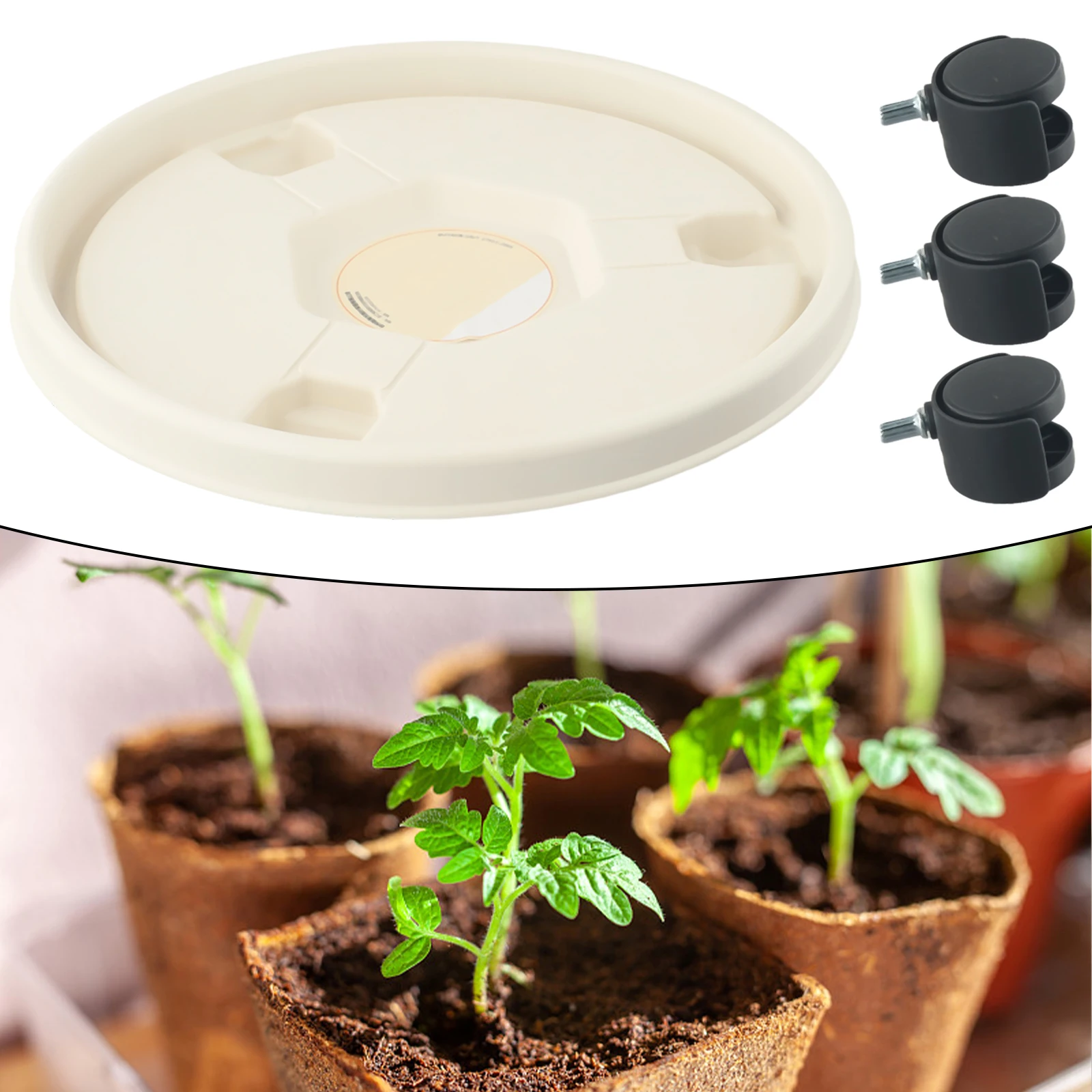 Flower Pot Wheels Round Plastic Tray Heavy Duty Flower Pot Rack Plant Movable Rolling Potted Plant Stand With Rollers