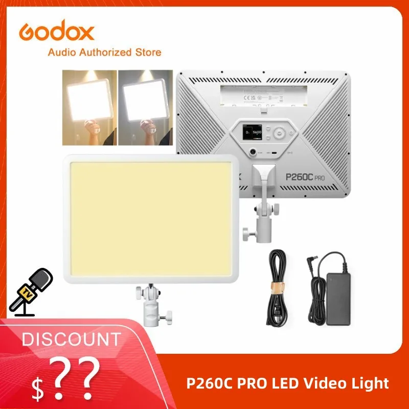 

GODOX P260C PRO LED Video Light Panel 2800-6500K Bi-Color Dimmable Studio Video Light Lamp Panel for Video Production & Vlogging