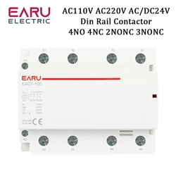 4P 100A DC24V AC 220V 230V Din Rail Household AC Modular Contactor Switch Controller 4NO/4NC/2NO2NC DIY Smart Home House Hotel