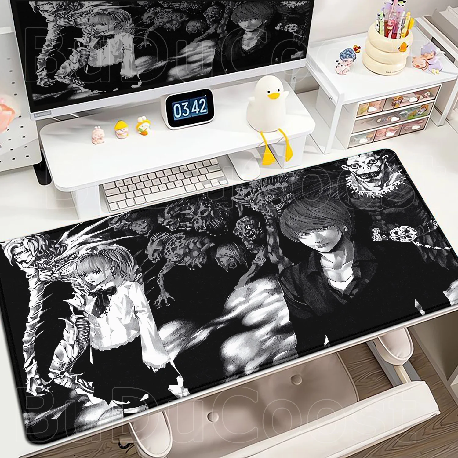 Anime Mouse Pad Gamer XXL Keyboard Mat Black White Horror Manga Group Human Monster Dark Sketch Art Office Gaming Home Desk