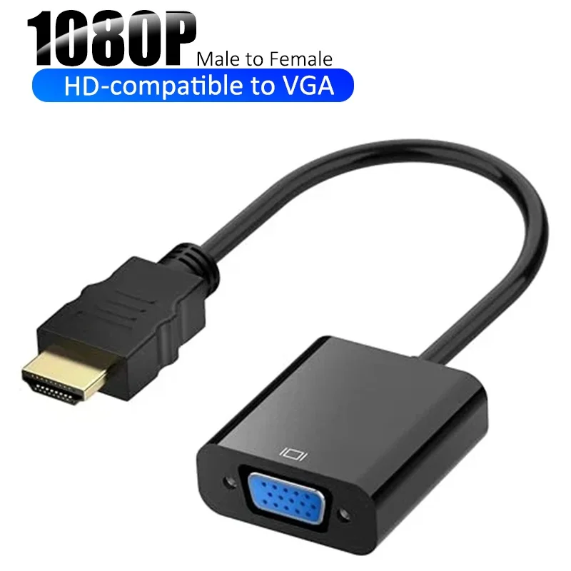 HDMI-compatible To VGA Converter HD 1080P Adapter Cable With 3.5mm Audio Power Supply For Laptop Computer Monitor Projector HDTV