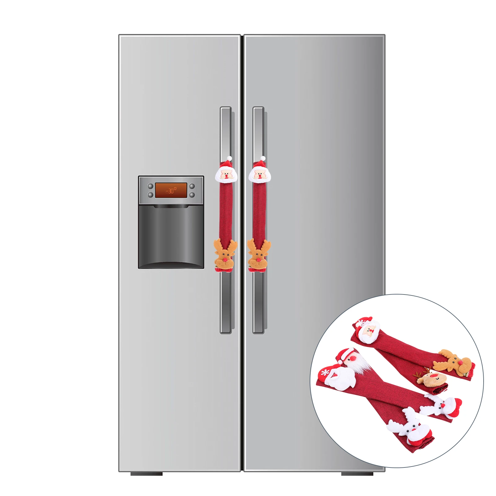 

4Pcs Xmas Fridge Handle Covers Classic Colorful Kitchen Decor Protect Freezer Knobs Stains Smudges Oven Microwave Handles