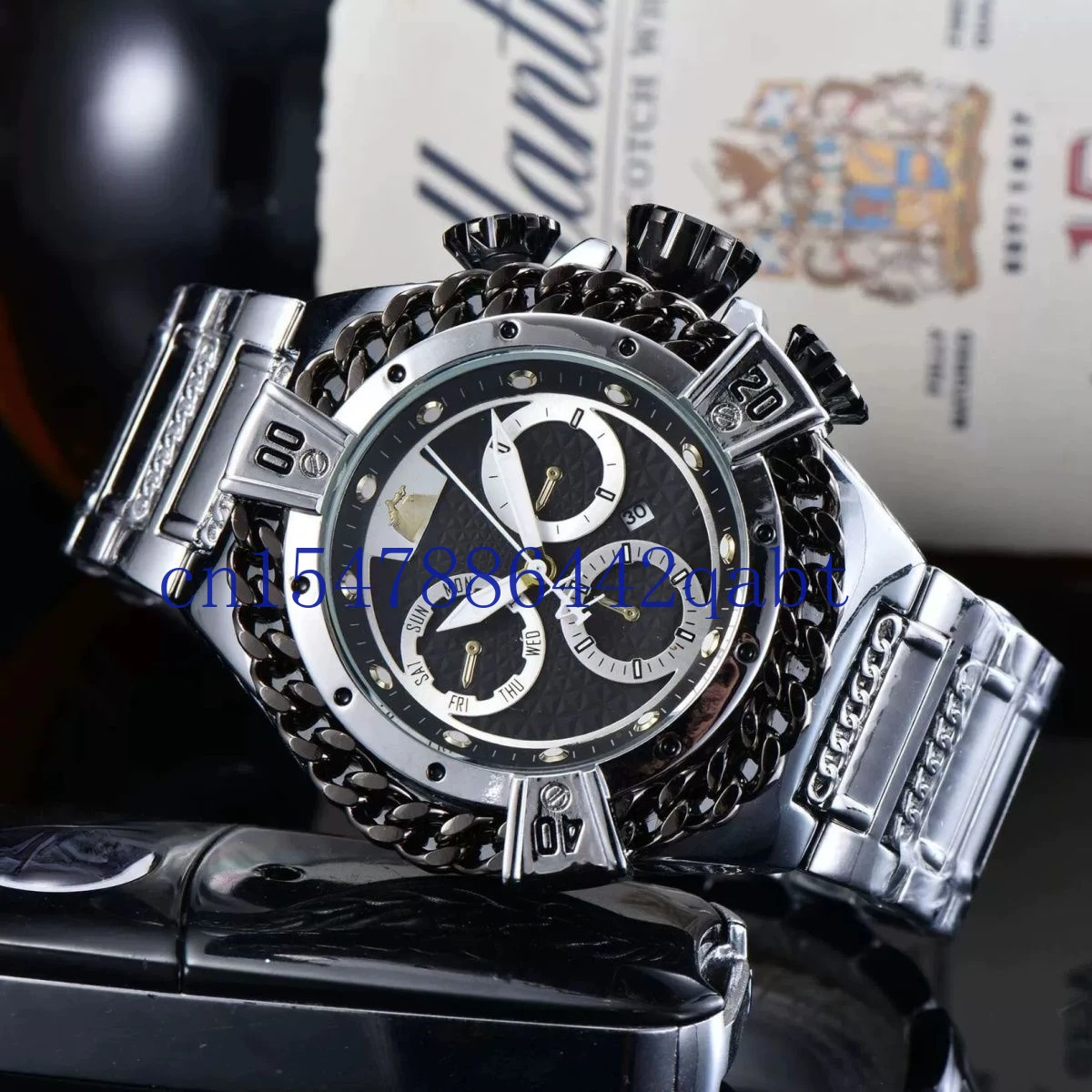 Watch large dial, steel strip, sports watch, non mechanical, high-end, personalized, black technology, gift, trendy and cool