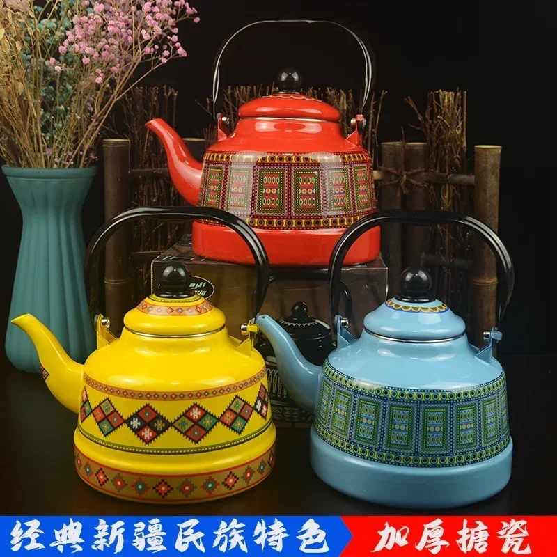 delicate enamel Xinjiang boiling milk, stainless steel kettle, restaurant tea, induction cooker