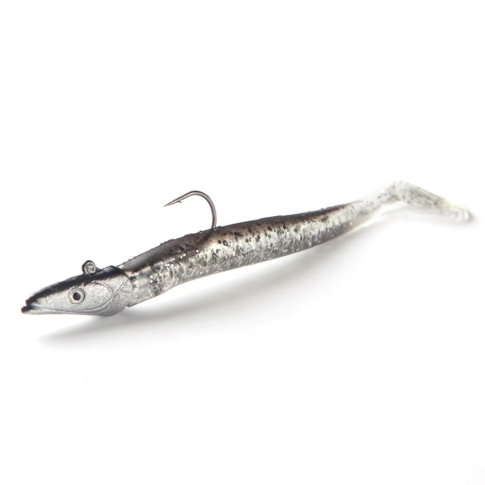 5 stücke 11 cm 10g Gewichte Langsam Sinkende Jig Kopf Swimbait für Salzwasser Angeln Flunder Kabeljau Seebarsch paddel Schwanz Weiche Köder Tackle – Detail 5