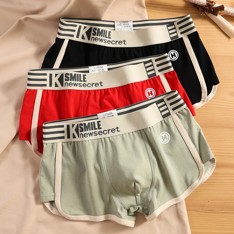 Men's Minimalist Underwear Made Of Pure Cotton With Four Corners Loose Comfortable Breathable Teenage Boys' Flat Corner Shorts