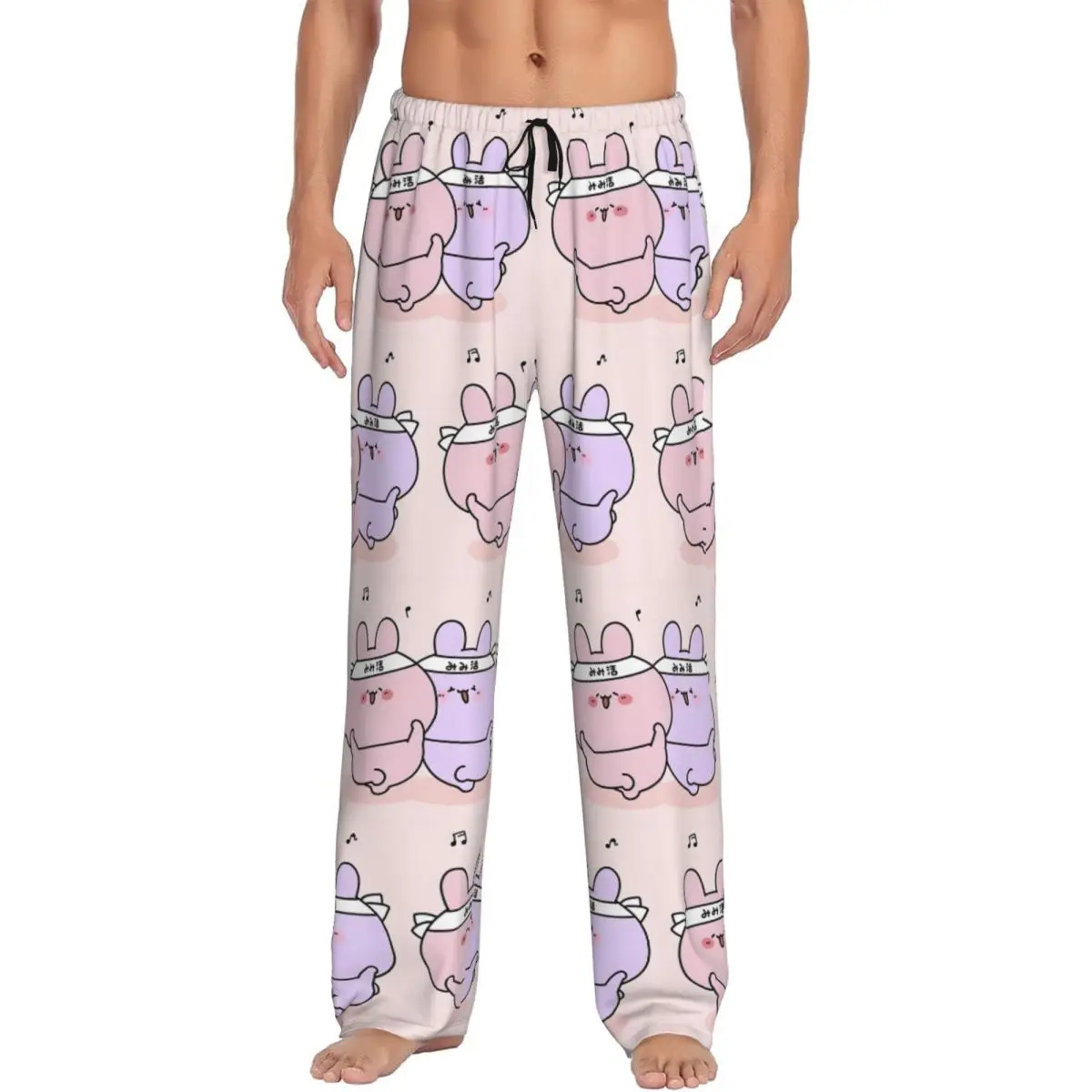 

Custom Printed Men Asamimichan Pajama Pants Asamimi and Anemimi Sleepwear Sleep Lounge Bottoms with Pockets